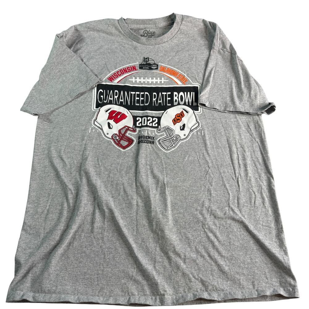 2022 Guaranteed Rate Bowl T Shirt Wisconsin vs Oklahoma State XL Gray